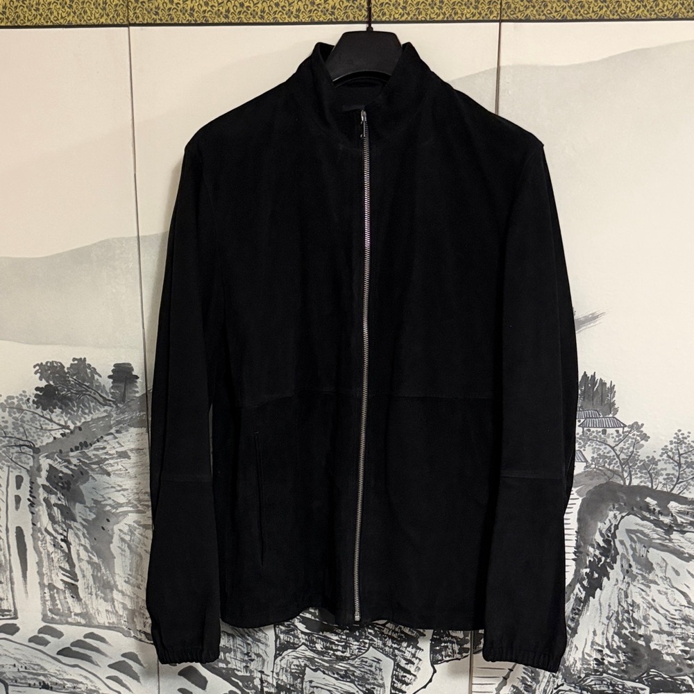 Theory Black Suede Zip-Up Jacket